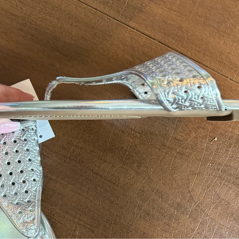 NWT Talbots Metallic Silver Woven Sandals SZ 9 Never Worn - Picture 10 of 12